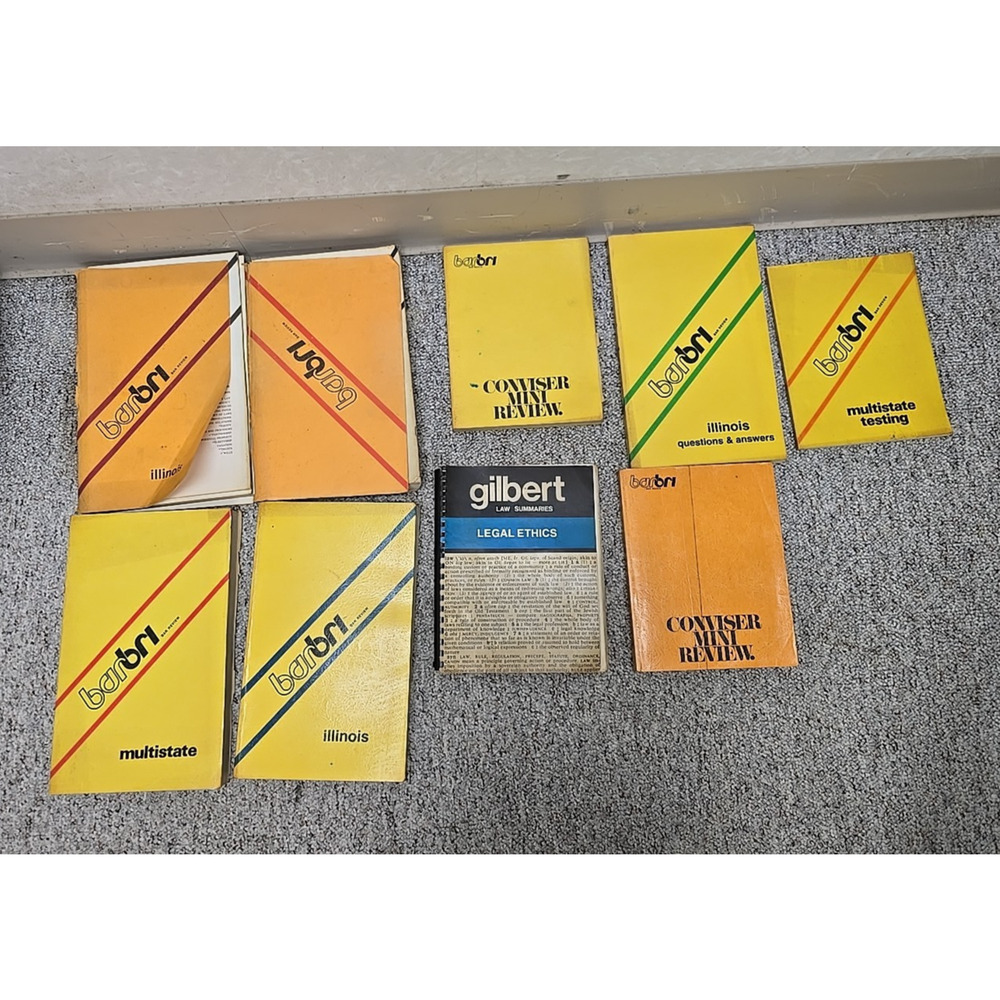 Lot of 9 Vtg Rare 70s Barbri Illinois Multistate & Gilbert Bar Exam Review Books